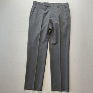 HUGO BOSS 32x30 Gray Check Sharp1 US Slim‎ 100% Wool Mens Dress Pants